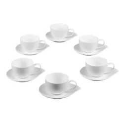 PETALE Tasse Café 10 Cl Avec Sous-tasse En Porcelaine Blanche - Les 6 TABLE PASSION