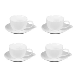 PETALE Tasse Café 20 Cl Avec Sous-tasse En Porcelaine Blanche - Les 4 TABLE PASSION