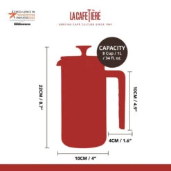 PISA Cafetière à Piston 8 Tasses La Cafetière Kitchen Craft Rouge -Peugeot Boutique pisa cafetiere a piston 8 tasses la cafetiere kitchen craft rouge 4