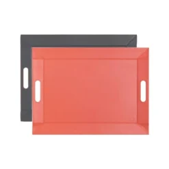 Plateau Bicolore Réversible FreeForm GRIS Ardoise / CORAIL 45X35 Cm