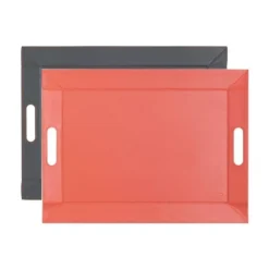 Plateau Bicolore Réversible FreeForm GRIS Ardoise / CORAIL 55X41 Cm