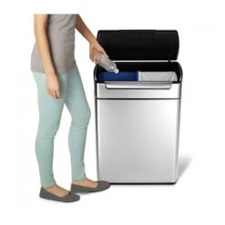 Poubelle De Cuisine Rectangulaire Touch Bar Simplehuman Tri Sélectif 48 L INOX