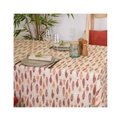 SARDINES Nappe 70% Coton 30% Polyester Enduite 300X150 Brique SUD ETOFFE