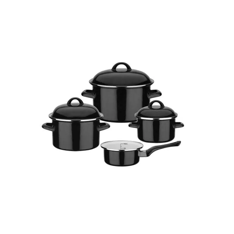 Set De 7 Pièces Faitout Casserole Acier émaillé Induction GSW Noir Et Blanc 1 Set De 7 Pièces Faitout Casserole Acier émaillé Induction GSW Noir Et Blanc
