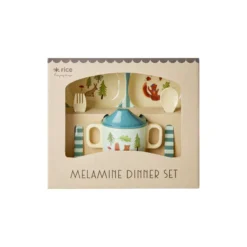 Set Diner Pour Enfant En Mélamine RICE Forêt Joyeuse Bleue