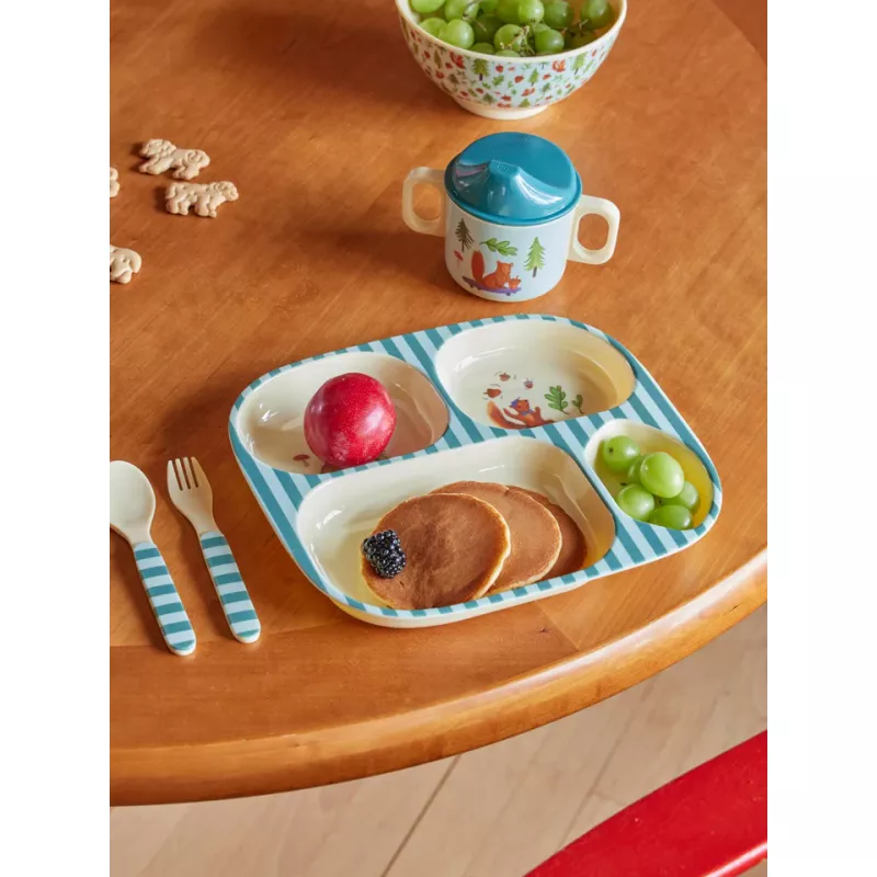 Set Diner Pour Enfant En Mélamine RICE Forêt Joyeuse Bleue 6 Set Diner Pour Enfant En Mélamine RICE Forêt Joyeuse Bleue – Image 6