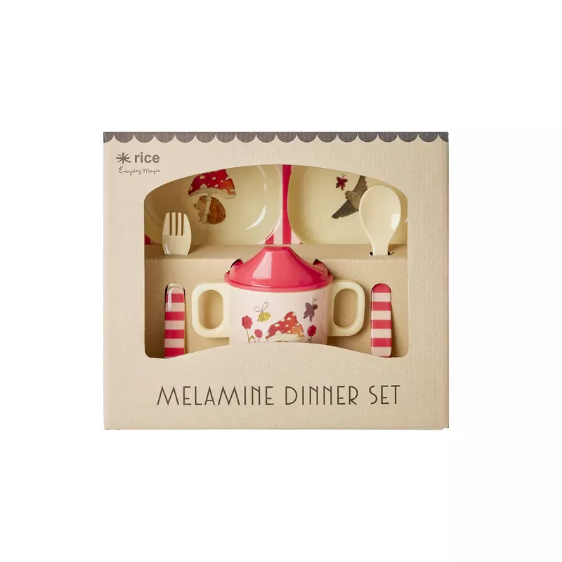 Set Diner Pour Enfant En Mélamine RICE Forêt Joyeuse Rose 4 Set Diner Pour Enfant En Mélamine RICE Forêt Joyeuse Rose – Image 4