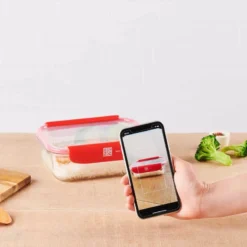 STOR'EAT Boîte De Conservation Connectée En Verre Poignées Rouges MASTRAD 1040 Ml SC