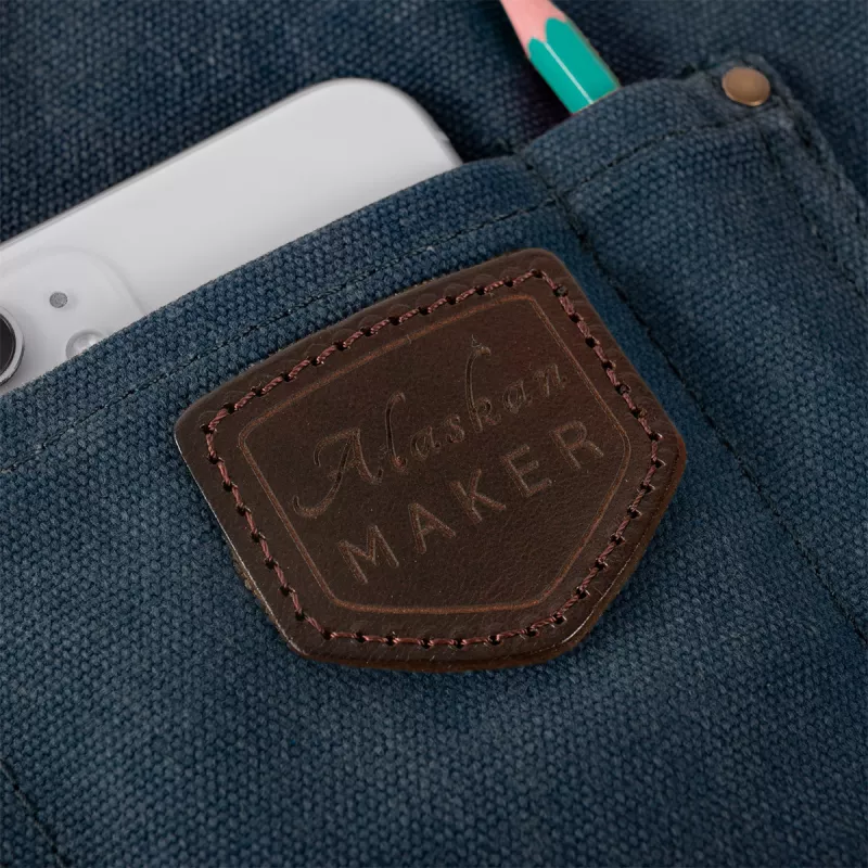 Tablier Cuir Et Toile Waxée Bleu Marine ALASKAN MAKER 7 Tablier Cuir Et Toile Waxée Bleu Marine ALASKAN MAKER – Image 7