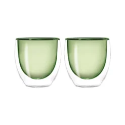 Tasse à Café Expresso En Verre Double Paroi 8 Cl WD Lifestyle Vert - Les 2