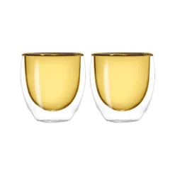 Tasse à Café Expresso En Verre Double Paroi 8 Cl WD Lifestyle Jaune - Les 2