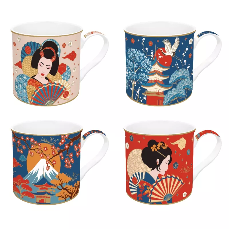 EASY LIFE TOKYO Coffret 4 Mugs 30cl En Porcelaine 5 EASY LIFE TOKYO Coffret 4 Mugs 30cl En Porcelaine – Image 5