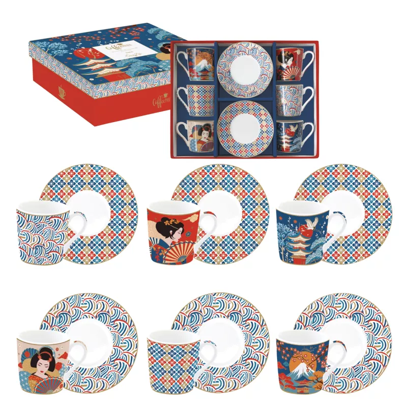 EASY LIFE TOKYO Coffret 6 Tasses à Café 10 Cl En Porcelaine 4 EASY LIFE TOKYO Coffret 6 Tasses à Café 10 Cl En Porcelaine – Image 4