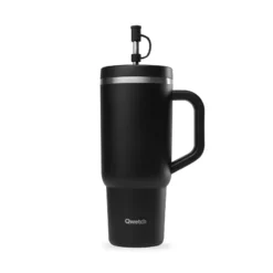 TRAVEL CUP Isotherme Double Paroi En Inox Avec Poignée Qwetch 900 Ml Noir