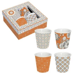 EASY LIFE TREND & COLOUR Coffret Mug Expresso Porcelaine - Les 4 Orange