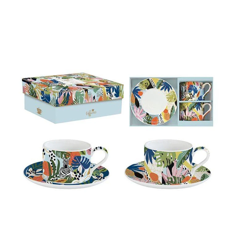 EASY LIFE TROPICAL VIBES Coffret Duo Paire Tasse à Déjeuner Porcelaine 1 EASY LIFE TROPICAL VIBES Coffret Duo Paire Tasse à Déjeuner Porcelaine