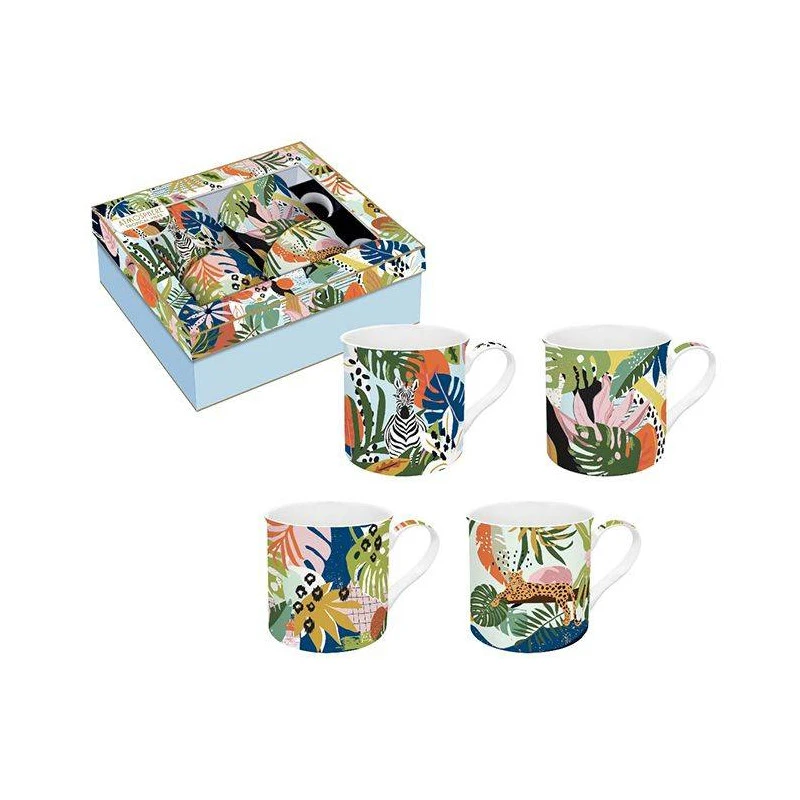 EASY LIFE TROPICAL VIBES Mug Porcelaine - Coffret De 4 1 EASY LIFE TROPICAL VIBES Mug Porcelaine - Coffret De 4