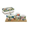 TROPICAL VIBES Set 4 Bols Coupelles Apéritives Porcelaine Sur Plateau Easy Life