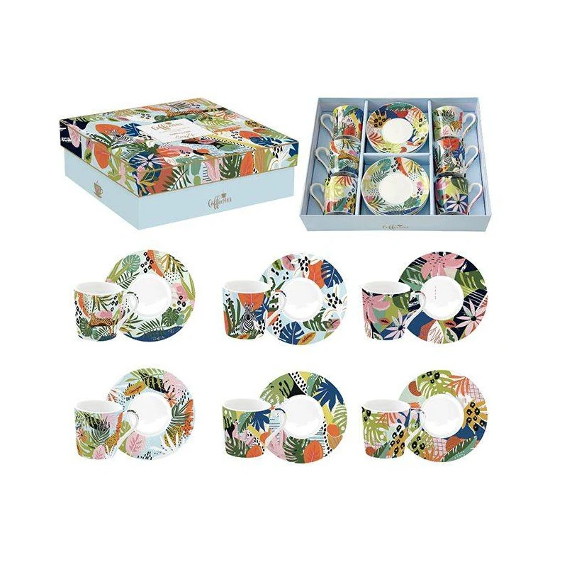 EASY LIFE TROPICAL VIBES Tasse Café Expresso Porcelaine Bleu - Les 6 1 EASY LIFE TROPICAL VIBES Tasse Café Expresso Porcelaine Bleu - Les 6