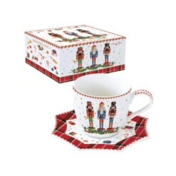 EASY LIFE VINTAGE NUTCRACKER Tasse Café Thé Noël Avec Soucoupe Porcelaine 250 Ml Décor Casse Noisette
