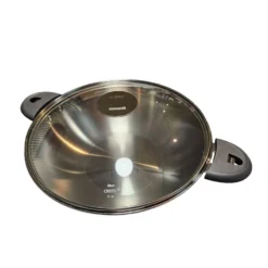 Wok 28 Cm Castelline Amovible Inox + Couvercle Platine Et 2 Anses