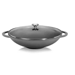 Invicta Wok Fonte émaillée Couvercle Verre CHASSEUR D37 Caviar