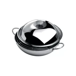 Wok Inox Trilamine CRISTEL D34 + Couvercle Grille Et Spatule SC