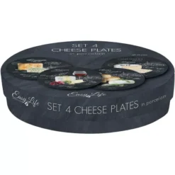 EASY LIFE WORLD OF CHEESE Coffret 4 Assiettes à Fromage D19cm Porcelaine -Peugeot Boutique world of cheese coffret 4 assiettes a fromage d19cm porcelaine 2