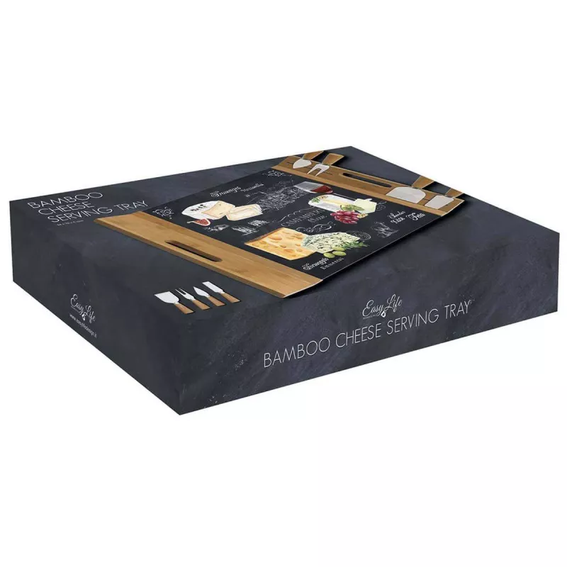 EASY LIFE WORLD OF CHEESE Coffret Plateau Fromage 44 X 28 Cm En Verre Et Bambou + 4 Couverts De Service 3 EASY LIFE WORLD OF CHEESE Coffret Plateau Fromage 44 X 28 Cm En Verre Et Bambou + 4 Couverts De Service – Image 3